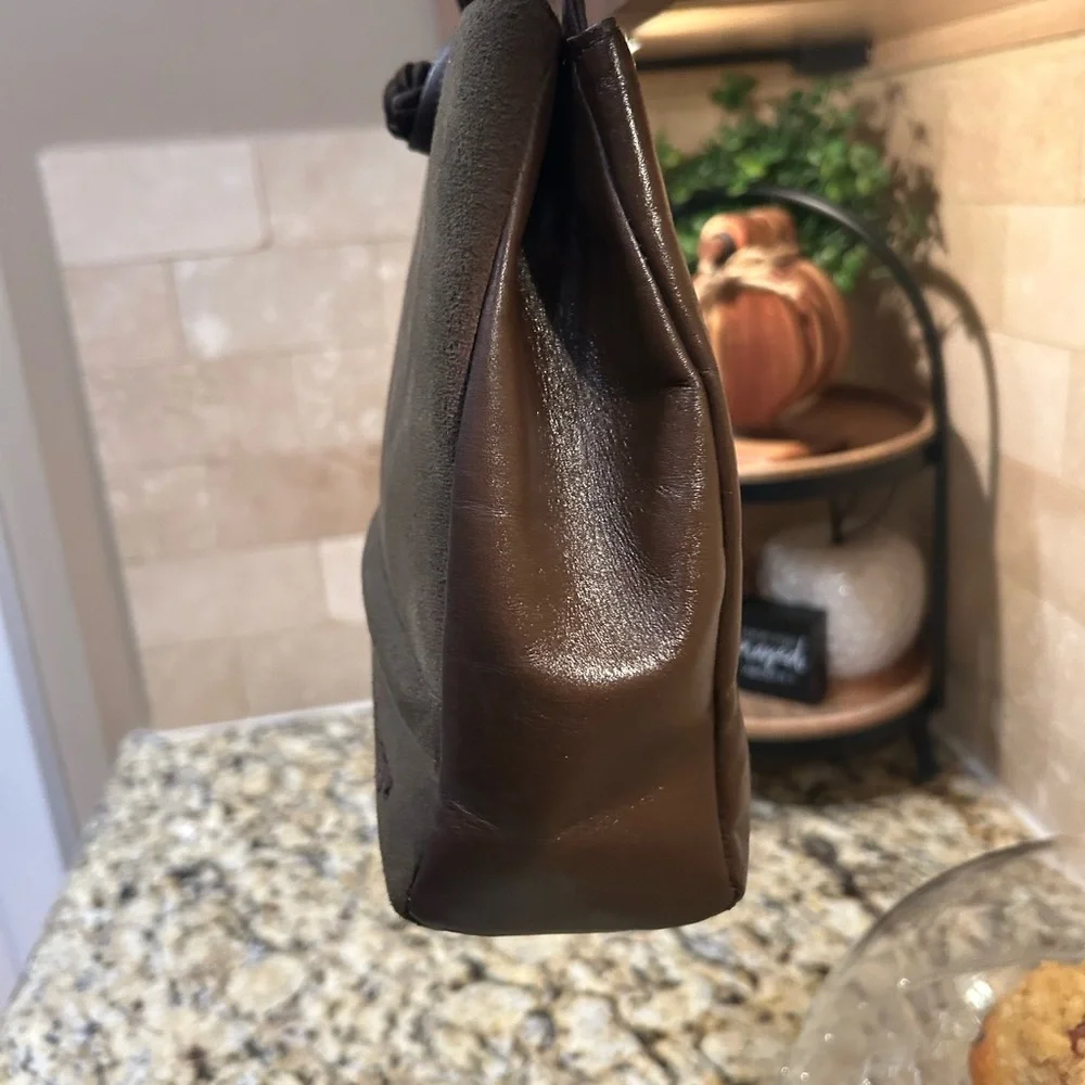 Burberrys Nova Check Shadow Horse Handbag Black Brown Leather Suede Women'S Euc